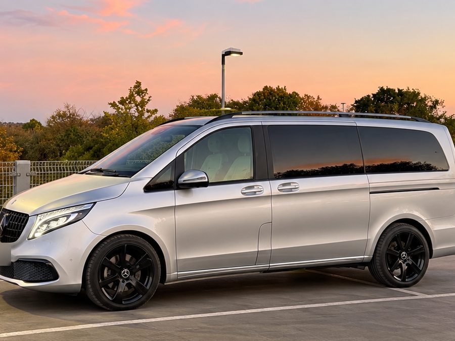 Side view of the V-Class at sunset